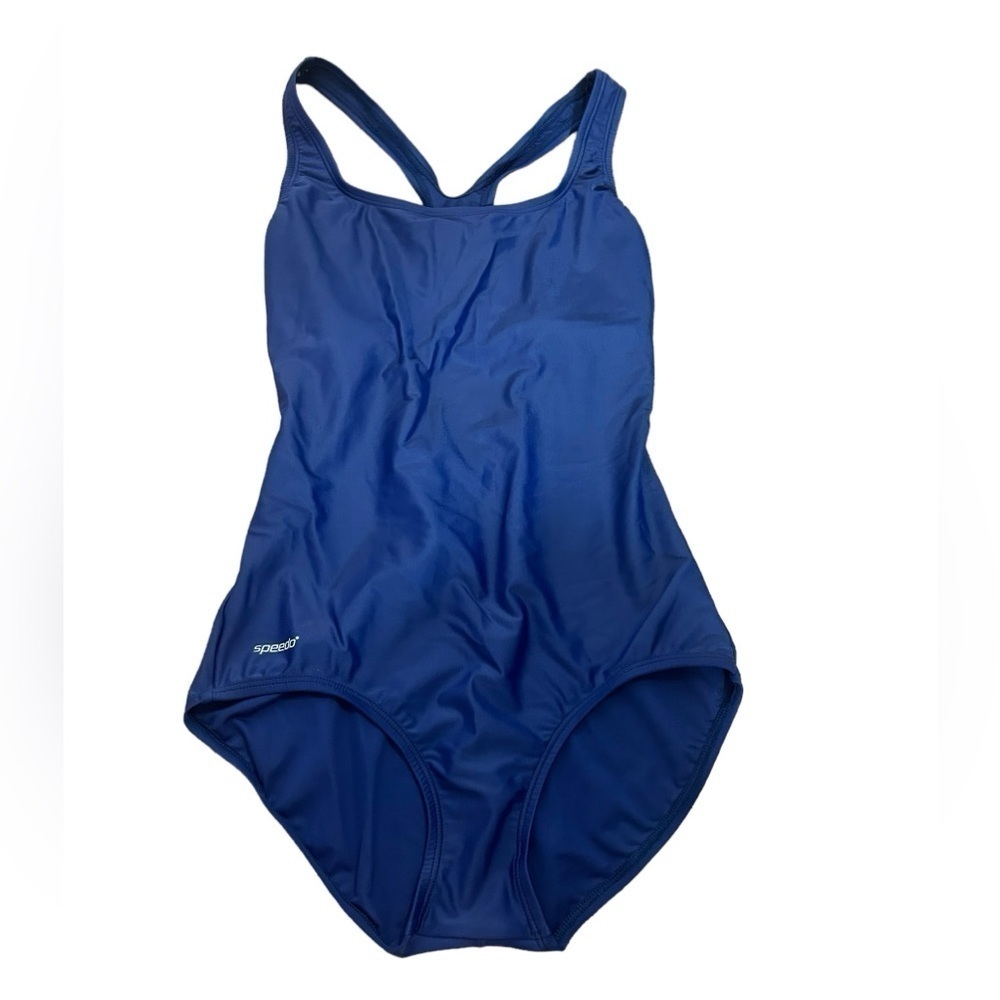 Speedo Swimsuit Womens Navy Blue Racer Back Vintage 90s One Piece Retro Sz 10